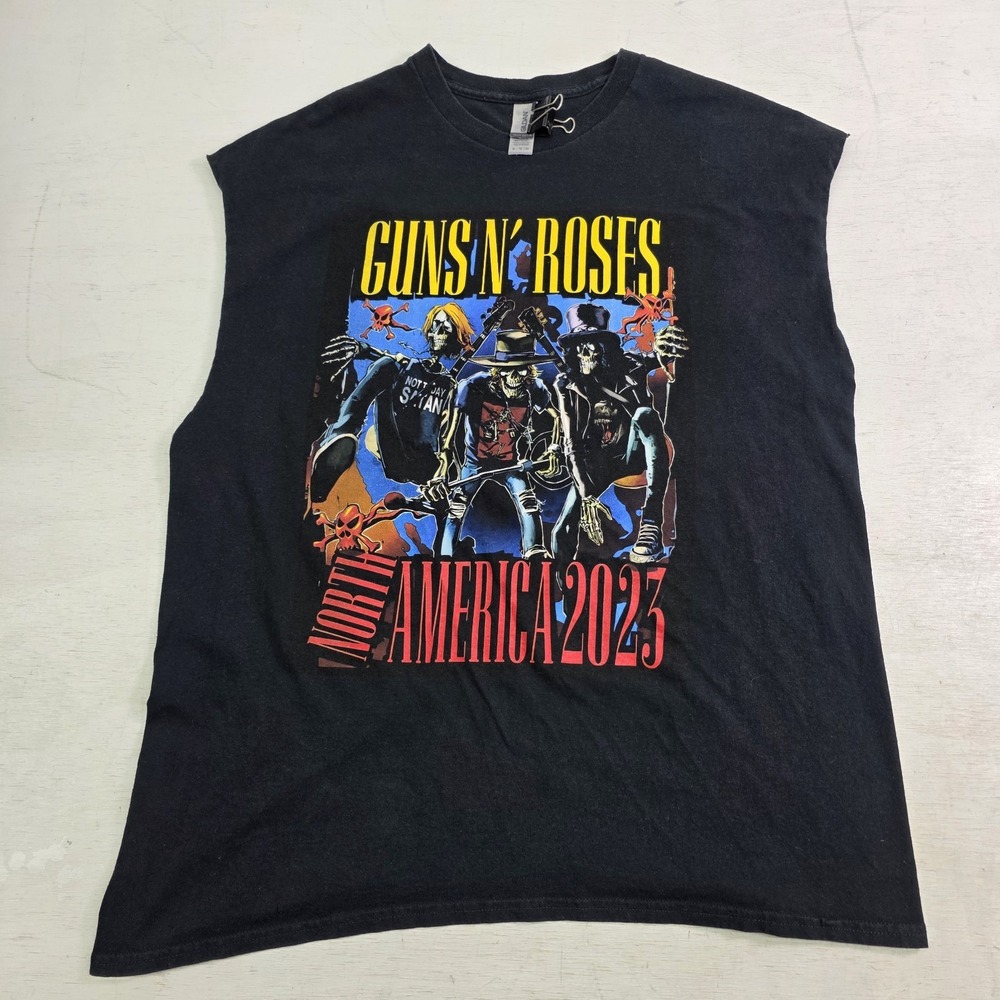 Guns N' Roses 2023 North America Tour Shirt Cut Sleeves RARE Axl Slash‎ Sz XL